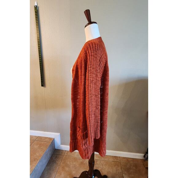 Chico's Women's Orange Open Cardigan Sweater SZ 2 Fall Autumn - Picture 3 of 13